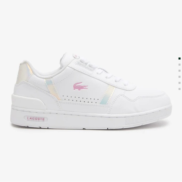 Lacoste Kids' White Sneakers with Pink Logo - Picture 1 of 5